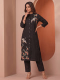 Black Thread Embroidered A-Line Kurta Set
