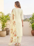 Varanga Women Floral Motif Thread Embroidered Yoke Kurta with Trouser & Dupatta