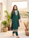 Vichitra Bead-Embellished Round Neck Kurta Solid Ankle-Length Trousers, And An Elegant Embroidered Dupatta