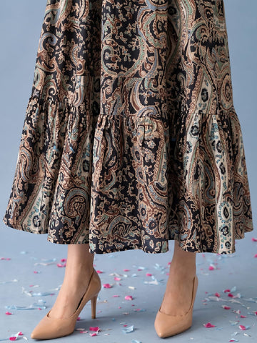 Varanga Print A-Line Maxi Dress