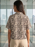 White Coloured Short Sleeves Shirt Collar Top
