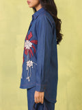 Soft Denim Co-Ord Set With Elegant Floral Embroidery