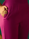 Bandhani-Printed Anarkali With Zari-Embroidered Yoke, Paired With Solid Trousers And Dupatta
