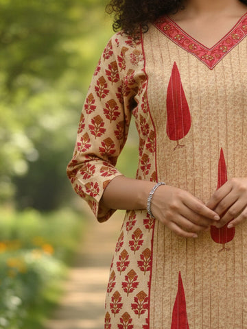Varanga Ethnic Rust & White Suit Set