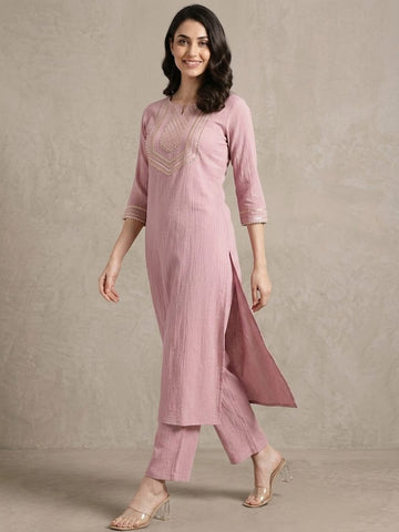 Varanga Women Gota Patti Embroidered Dual Tone Dobby Kurta