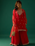Zari Work Kurta With Sharara And Dupatta