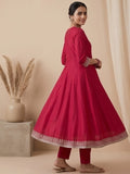 3-Piece Anarkali Set Vichitra Fabric With Zari Embroidery