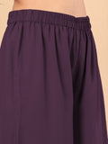 Varanga Women Purple Embroidered Sleeveless Flared Kurta Paired With Tonal Bottom