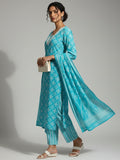 Varanga Women Floral Printed V Neck  Kurta with Trouser & Dupatta