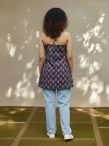 Blue Halter Neck Kurta For Summer