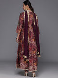 Varanga Women Mauve Floral Printed Gotta Patti Anarkali Kurta with Dupatta