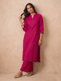Women's Pink Solid Kurta Set With Floral Printed Dupatta