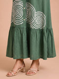 Green Embroidered Dress Featuring Bold Spiral Thread Work