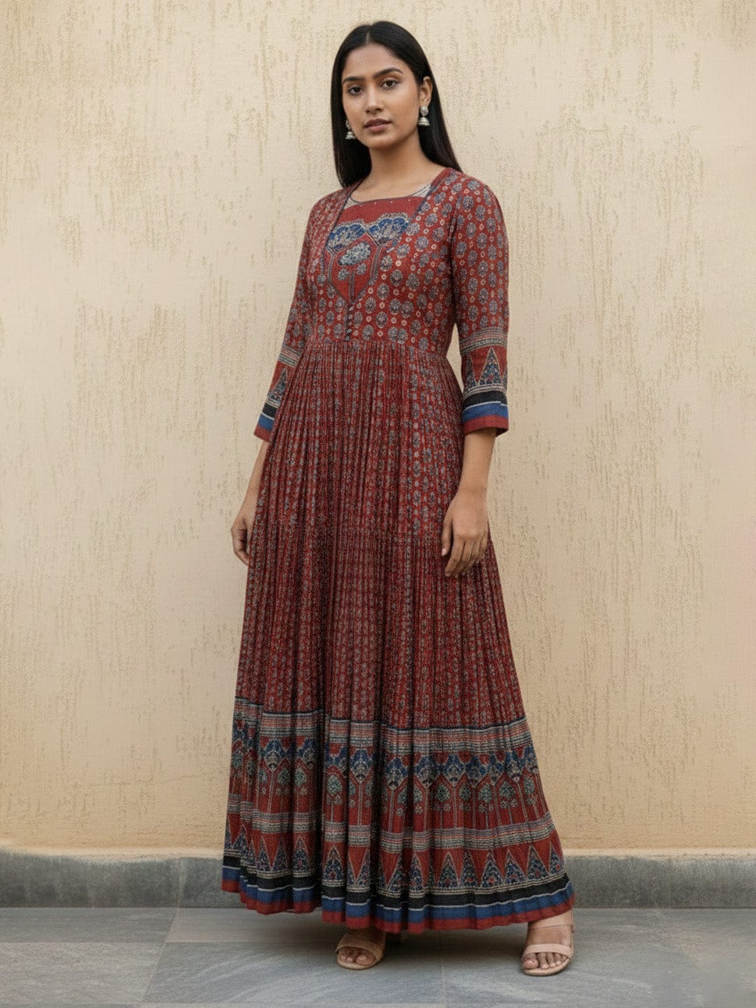 Varanga The Earth-Tone Heritage Anarkali in Pure Cotton