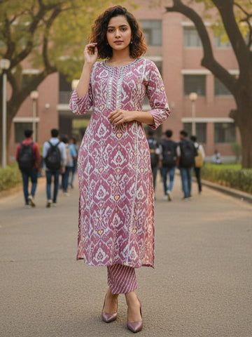 Pure Cotton Embroidered Summer Kurta Set for Women