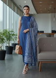 Varanga Women Blue Solid Kurta Set Paired With Printed Dupatta