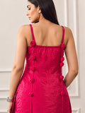 Fuchsia Square-Neck Top With Statement 3D Rose Paired With Farsi Salwar