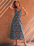 Desert Bloom Teal Strappy Dress