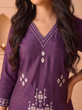 Purple Embroidered Kurta Set With Dupatta