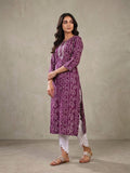 Varanga Women Purple & White Bandhani Printed Kurta