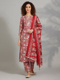 Varanga Women Ethnic Floral Printed Kurta With Trouser & Dupatta