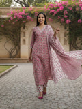 Rose Pink Lace Detail Suit Set