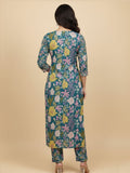 Soft Teal Botanical Print Suit set