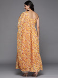 Varanga Yellow Women Floral Printed Georgette Anarkali Kurta