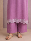 Mauve Floral Cut-Work Kurta Set