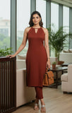 Varanga Women brown Halter Neck Straight Kurta with trouser