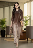 Varanga Women Mandarin Collar Placement Embroidered Kurta Paired With  Tonal Bottom