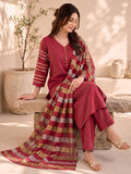 Rust Red Kurta Set Paired With A Shimmering Striped Dupatta
