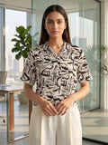 Black Coloured Short Sleeves Shirt Collar Top