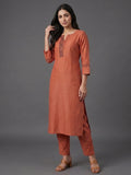 Modern-Classic Rust Kurta Set