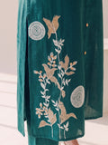 Women Shirt-Style Kurta Set Featuring Asymmetrical Floral Embroidery