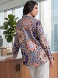 Multi Coloured Slim Collar Long Sleeves Geometric Shirt