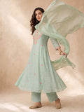 Women's Mulmul Chanderi Kurta Set With Chiffon Dupatta
