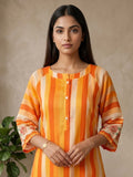 Women's Striped Cotton Aline Kurta Set with Fusion Look