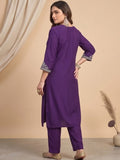 Kurta Set With Intricate Zari Embroidery, Paired With Solid Ankle-Length Trousers And An Embroidered Dupatta
