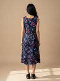A floral-printed knee-length dress with v neckline perfect for turning heads from brunch to evening outings.