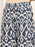Varanga Women Blue Ikat Printed Straight Kurta With Bottom