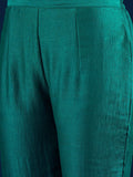 Purple 3-Piece Set With A Beadwork Yoke Kurta, Solid Trousers And Dupatta
