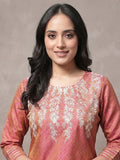 Varanga Women Coral Gota Patti Kurta With Gota Embellishmant On Sleeves