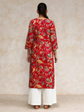 Varanga Women Bold Floral Printed With Lace gota patti Detailed Yoke Kurta