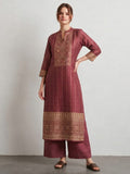 The Mauve Stripe Floral Kurta Set