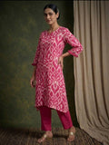 Ikat Printe Boho Flared Sleeve Kurta With Trouser