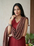 The Linear Crimson Kurta Set With Dupatta