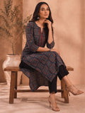 A-Line Geometric Prints Embroidered Neckline Kurta