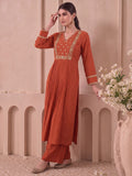 The Mayur Rust Kurta Set