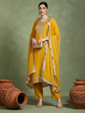zari embroidered yoke Kurta With trouser and Dupatta